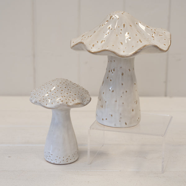 Stoneglazed Speckled Ceramic Mushroom Ornament