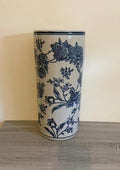 Umbrella Stand Vintage Blue & White Magnolia Design