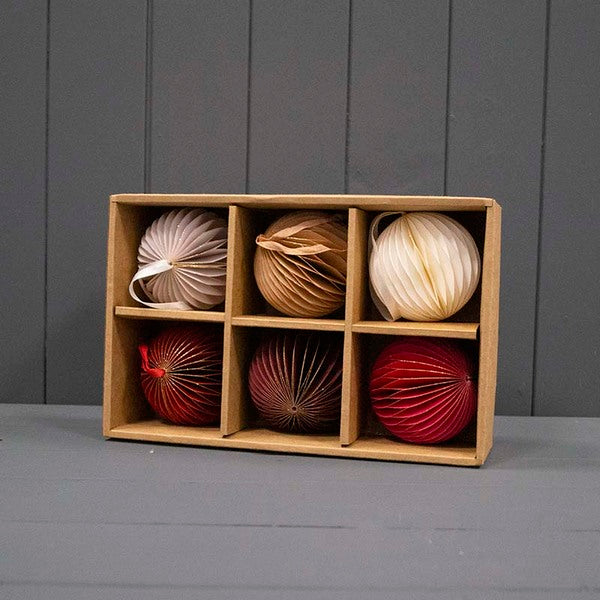 Hanging Handmade Circular Paper Decorations - Box of 6