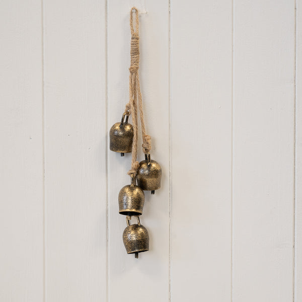 Metal Gold 4 Small Cowbell Hanging Garland