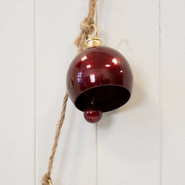 Glossy Deep Red Metal 6 Bell Garland