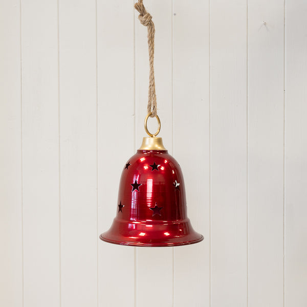 Glossy Red Metal Bell with Cutout Detail Small