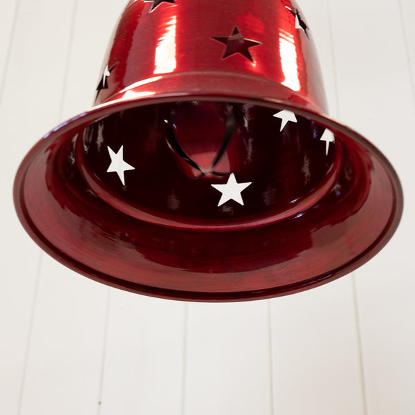 Glossy Red Metal Bell with Cutout Detail Small