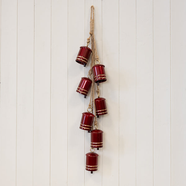 Metal Glossy Red 7 Cowbell Hanging Garland