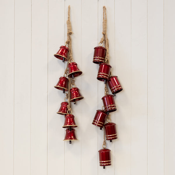 Metal Glossy Red 7 Cowbell Hanging Garland