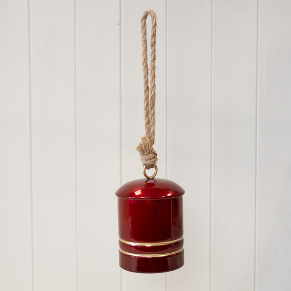 Glossy Red Metal Cowbell on Hanger