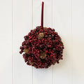 Luxury Hanging Ball Burgundy Berry with Mini Pinecone