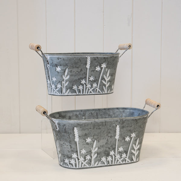 Set of Two Meadow Oval Planters