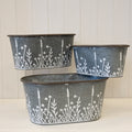 Set of Three Meadow Oval Zinc Planters