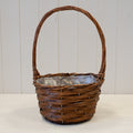 Round Brown Willow Basket with overhandle